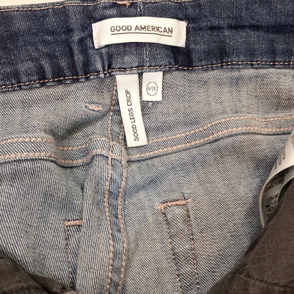 Good American Good Legs Crop Mid Rise Denim Blue Jeans Women 0/25 Skinny Stretch - Picture 3 of 12